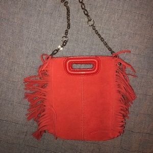 Maje Red Mini M Bag w/ Chain